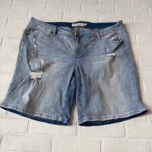 Torrid Women's Distressed Light Blue Denim Jean Long Shorts Size 20